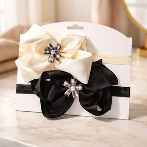 New Handmade 2 big bow headbands baby toddler hair accessories